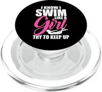 I Know I Swim Like A Girl Try To Keep Up PopSockets PopGrip for MagSafe