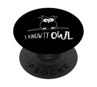 I Know It All | Funny Smartass Codger Wisdom Owl Pun PopSockets Adhesive PopGrip