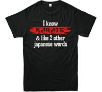 I Know Karate T-Shirt Like 2 Other Japanese Words Funny Tee Top Short Sleeve Black(Large)
