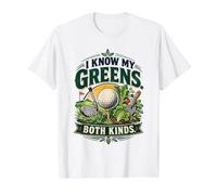 I Know My Greens Both Kinds Golf and Gardening Value Graphic T-Shirt, Men, White, L