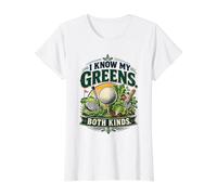 I Know My Greens Both Kinds Golf and Gardening Value Graphic T-Shirt, Women, White, S