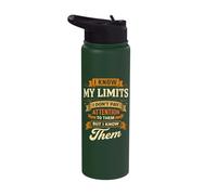 I Know My Limits I Don't Pay Attention Amputated Leg Joke Stainless Steel Insulated Water Bottle