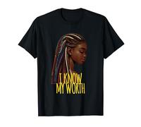 I Know My Worth Self Esteem Black Girl With Braids T-Shirt