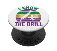 I Know The Drill Funny Mardi Gras Dental Assistant Retro PopSockets Adhesive PopGrip