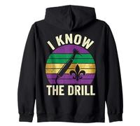 I Know The Drill Funny Mardi Gras Dental Assistant Retro Zip Hoodie