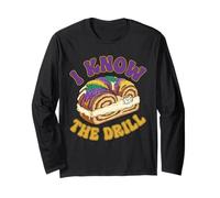 I Know The Drill Funny Mardi Gras Dental King Cake Tooth Pun Long Sleeve T-Shirt