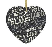 I Know The Plans Have You Declares Lord Christmas Ornament Home Decor Gifts For Xmas Hanging Heart Shaped Ceramic Xmas Decoration