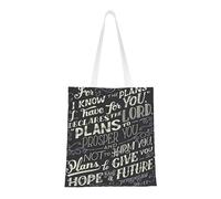 I Know The Plans Have You Declares Lord Fashion Canvas Tote Bag With All Over Print Design, Large Reusable Shopper Tote With Double Handles,Beach Tote, Weekend Bag