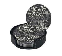 I Know The Plans Have You Declares Lord Round Leather Coaster Set (6 Pieces) â€“ Premium Single-Sided Printed Coasters Pu Leather, Perfect For Home And Office