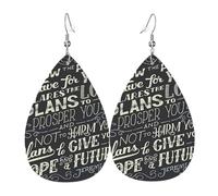 I Know The Plans Have You Declares Lord Teardrop Leather Earrings Ladies Print Pendant With Hook Fashion Vintage Party Daily Wear