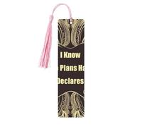 I Know The Plans Have You Declares Lord Wooden Bookmarks 5 Pcs,Handmade Double-Sided Printed Book Marks Page Markers with Pink Tassels Book Accessories Gift for Book Lovers Women Men