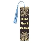I Know The Plans Have You Declares Lord Wooden Bookmarks 5 Pcs,Handmade Double-Sided Printed Book Marks Page Markers with Sky Blue Tassels Book Accessories Gift for Book Lovers Women Men
