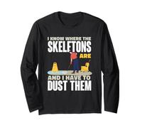 I Know Where The Skeletons are Custodian Humor Long Sleeve T-Shirt