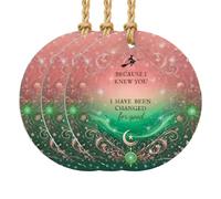 I Know You Christmas Tree Ornaments, Pink and Green Christmas Ornaments, Good Holiday Decorative Hanging Piece, 2D Acrylic Decorations, Christmas Tree Decorations, for Friends (3PC)