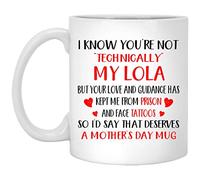 I Know You're Not Technically My Lola Ceramic Drinkware with Handle Tea Cup Cute Tea Mugs for Office Café Hot Chocolate Latte 330Ml