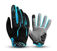 I Kua Fly Cycling Gloves Full Finger Mountain Bike Gloves Gel Padded Touchscreen MTB Gloves for Men Women, Blue, L