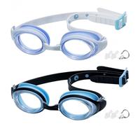 I Kua Fly Kids Swimming Goggles, 2 Packs Swim Goggles for Kids, Boys, Girls and Teens Age 3-14, No Leaking Anti Fog UV Protection Children Swimming Goggles (White/Blue+Black/Blue)