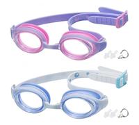 I Kua Fly Kids Swimming Goggles, 2 Packs Swim Goggles for Kids, Boys, Girls and Teens Age 3-14, No Leaking Anti Fog UV Protection Children Swimming Goggles (Purple+White/Blue)