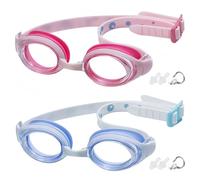 I Kua Fly Kids Swimming Goggles, 2 Packs Swim Goggles for Kids, Boys, Girls and Teens Age 3-14, No Leaking Anti Fog UV Protection Children Swimming Goggles (Pink+White/Blue)