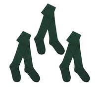 I.L.C.K Girls 3 Pairs Back To School Plain Cotton Rich Tights, Green, 3-4 Years