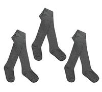 I.L.C.K Girls 3 Pairs Back To School Plain Cotton Rich Tights, Grey, 5-6 Years