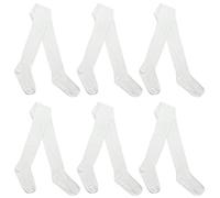 I.L.C.K Girls 6 Pairs Back To School Plain Cotton Rich Tights, 5-6 Years, White 6-pack