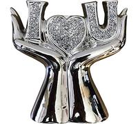 I L U Sculpture, Crushed Diamond Ornament Romantic I Love You Statue for Wedding Anniversary, Valentine's Gift, and Home Decor, Height: 25cms
