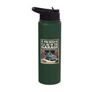 I Left My Garage to Be Here Funny Mechanic Car Enthusiast Stainless Steel Insulated Water Bottle