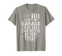 I Left My Garage To Be Here This Better. Mechanic USA Flag T-Shirt