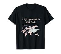 I Left My Heart in Seat 12A Travel Airplane Graphic T-Shirt