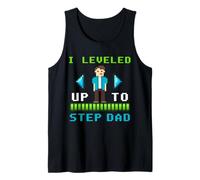 I Leveled Up to Step Dad Retro Gamer Pixel Design Tank Top