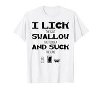 I Lick Swallow and Suck Alcohol T-Shirt Drinking Tee T-Shirt, Men, White, 5X-Large