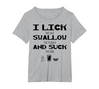 I Lick Swallow and Suck Alcohol T-Shirt Drinking Tee T-Shirt, Women's Plus, Heather Grey, 3X