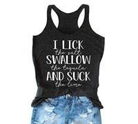 I Lick The Salt Swallow The Tequila and Suck The Lime Tank Top Women Summer Sleeveless Letter Print Graphic Tee - grey - Large