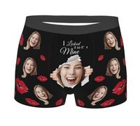 I Licked It So It's Mine Personalized Boxer Briefs for Men Custom Wife's Face Boxer Briefs Valentine's Day Funny Kiss Me Underwear Ugly Novelty Girlfriend's Photo Boxer Chicken Briefs Heart Shorts