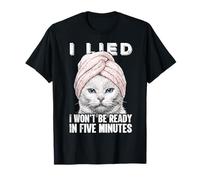 I Lied Funny Cat Mom Quote Cute Lazy Cat Design T-Shirt