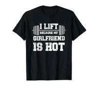 I Lift Because My Girlfriend is Hot Funny Bodybuilding Value Graphic T-Shirt, Men, Black, M