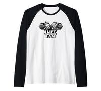I Lift Therefore I Am Funny Weightlifting Philosophy Raglan Baseball Tee