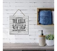 I Lift Up My Eyes to The Hills. from Where Does My Help Come Wooden Sign Inspirational Quotes Hanging Sign Plaque Sign Vintage Wall Art Sign Wood Door Sign Wooden Wall Decor 12x12in