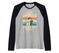 I Like Animals and Maybe 3 People Veterinarian Raglan Baseball Tee