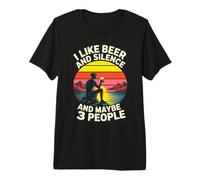 I Like Beer and Silence and Maybe 3 People Funny Introvert Premium T-Shirt
