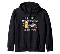 I Like Beer And Wrestling And Maybe 3 People Funny Pun Zip Hoodie