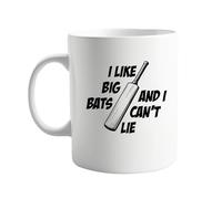 I Like Big Bats & I Can’t Lie Funny Cricket Mug - 11oz Ceramic Coffee Cup for Cricket Fans - Humorous Gift for Players, Fans & Lovers of the Game