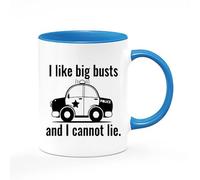 I Like Big Busts and I Cannot Lie, Police Officer Gifts, Inside Coloured Mug, Ceramic Coffee, Tea Mug. (Blue)