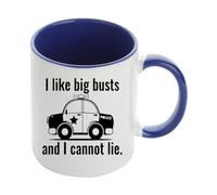 I Like Big Busts and I Cannot Lie, Police Officer Gifts, Inside Coloured Mug, Ceramic Coffee, Tea Mug. (Navy Blue)