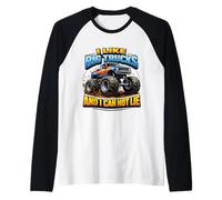 I Like Big Monster Trucks Lover Fan Enthusiast Boys Mens Raglan Baseball Tee