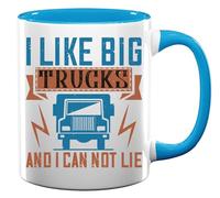 I Like Big Trucks and I Can Not Lie Trucker Slogan Ceramic Tea Coffee Mug Light Blue
