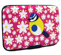 I Like Birds Aluminium RFID Blocking Card Wallet - Blue Tit Fuchsia Business Card Holder for Women