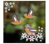 I Like Birds - Birds & Blooms Chaffinch Window Stickers - Set of 3 Decorative Glass Static Clings