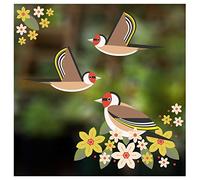 I Like Birds - Birds & Blooms Goldfinch Window Stickers - Set of 3 Decorative Glass Static Clings